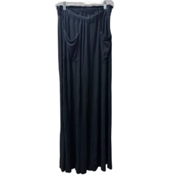 FREE PEOPLE FP MOVEMENT BLISSED OUT WIDE LEG PANTS - BLACK Ribbed Size XS Yoga - Picture 2 of 6